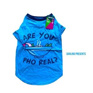 Vibrant Life  ‘Are You Pho Real?’ Dog Tee Shirt Color Blue Size M